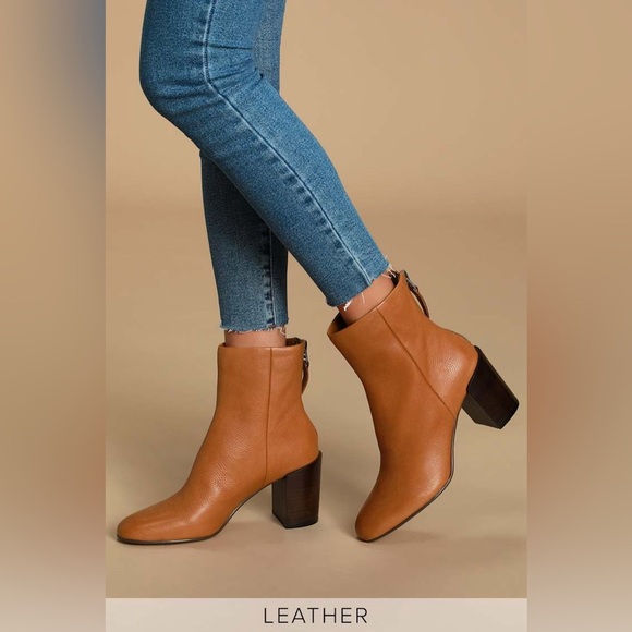 Dolce Vita Tan Leather Ankle Boots - Picture 1 of 9